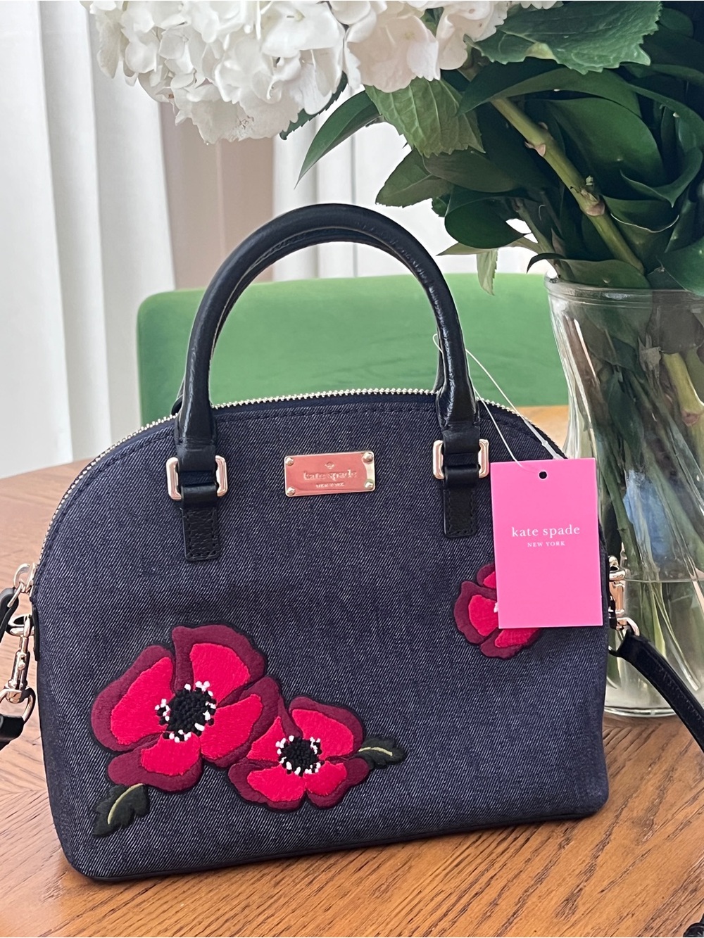 kate spade Grove Street Carli Poppy Denim Satchel Crossbody - Picture 4 of 12